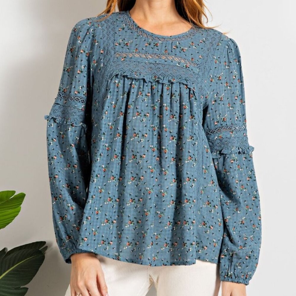 EASEL- ANITA FLORAL PRINTED COTTON TOP